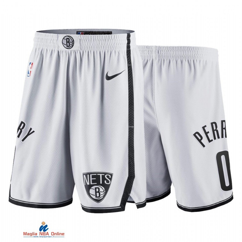 Pantaloni Basket Brooklyn Nets NO.0 Reggie Perry Bianco