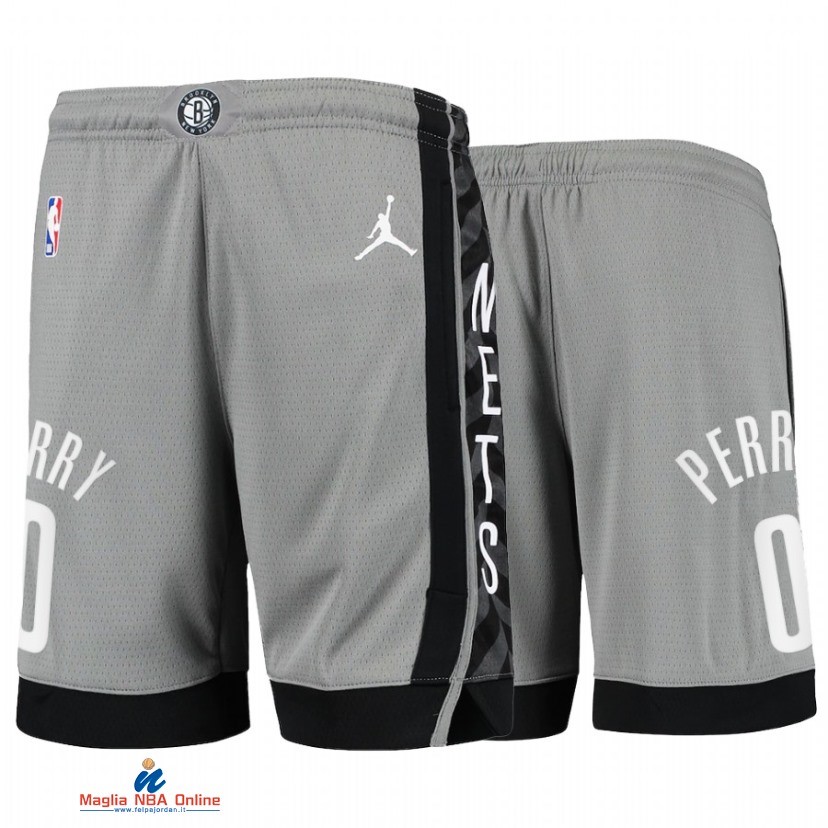 Pantaloni Basket Brooklyn Nets NO.0 Reggie Perry Grigio