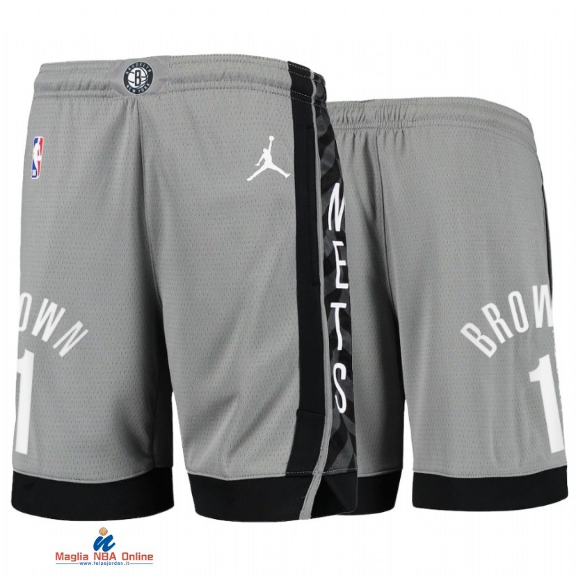Pantaloni Basket Brooklyn Nets NO.1 Bruce Brown Grigio