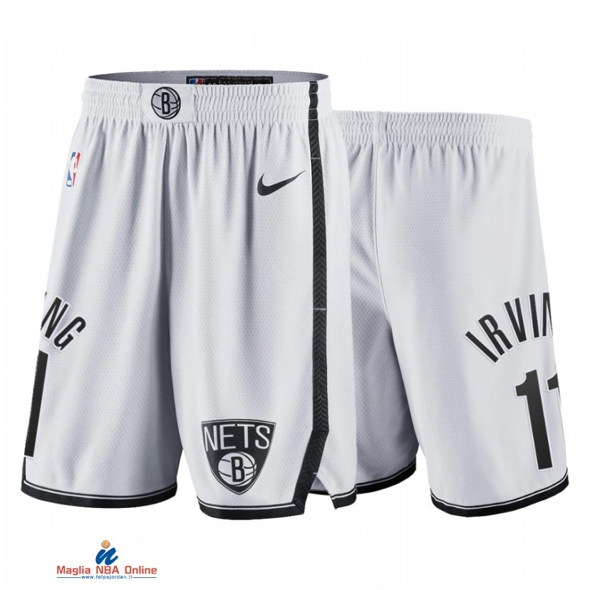 Pantaloni Basket Brooklyn Nets NO.11 Kyrie Irving Bianco