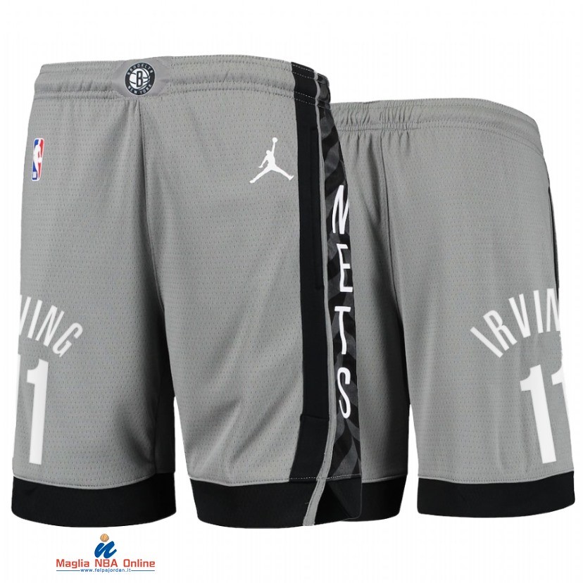 Pantaloni Basket Brooklyn Nets NO.11 Kyrie Irving Grigio