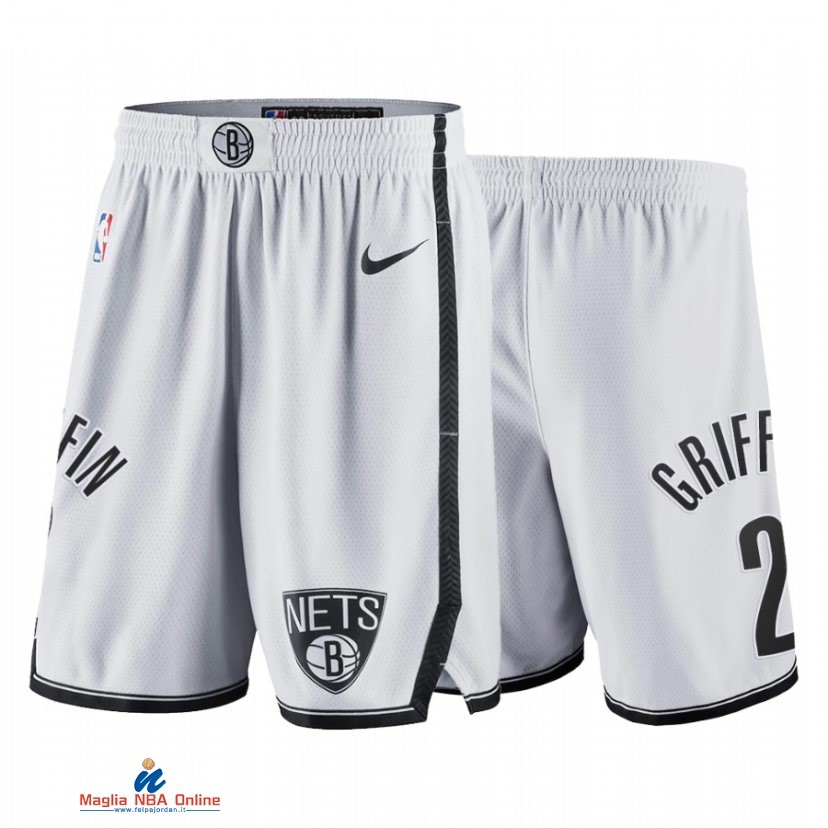 Pantaloni Basket Brooklyn Nets NO.2 Blake Griffin Bianco