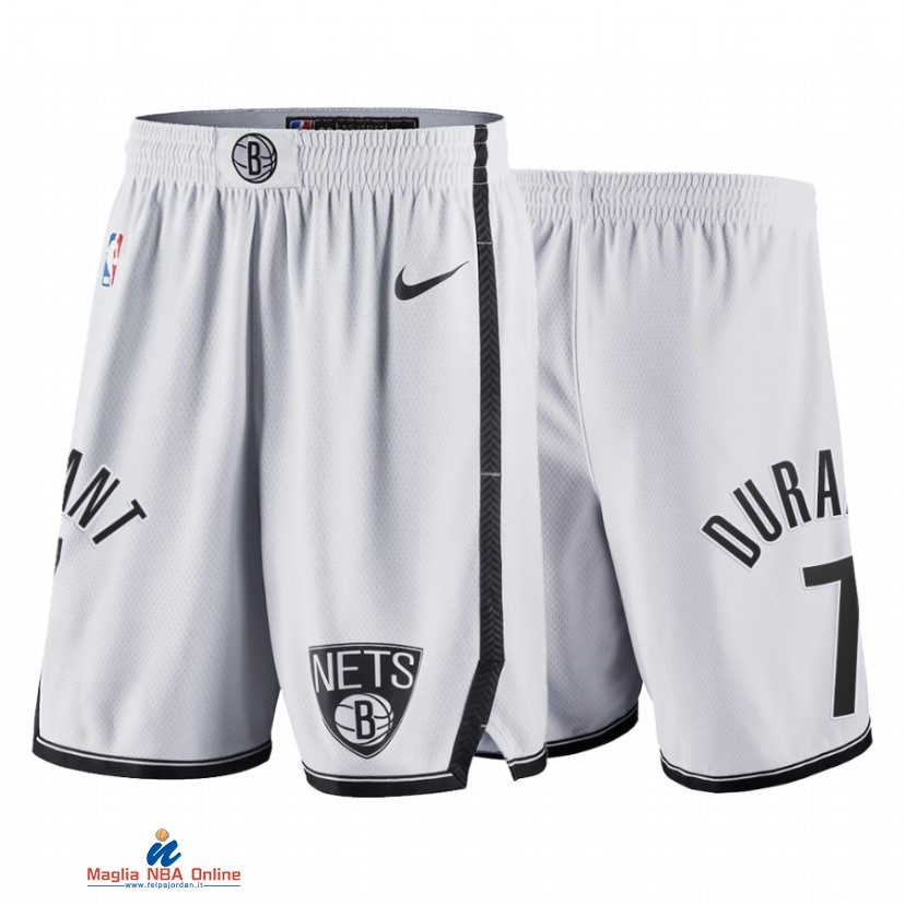 Pantaloni Basket Brooklyn Nets NO.7 Kevin Durant Bianco