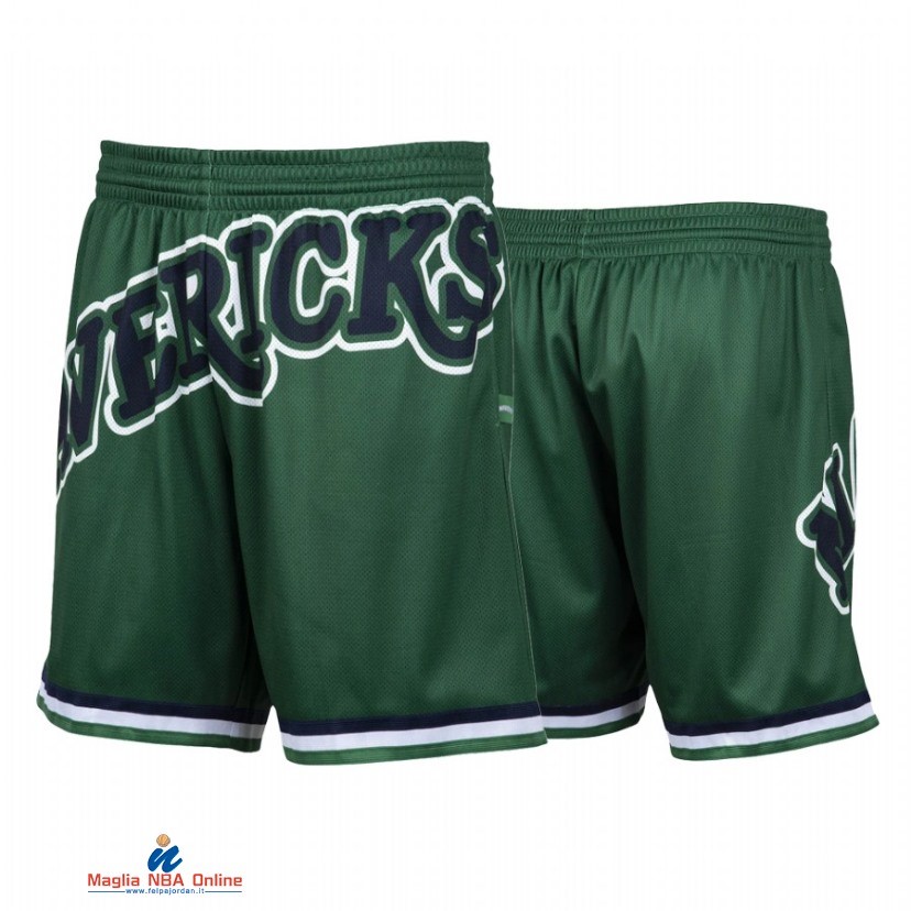 Pantaloni Basket Dallas Mavericks Big Face 2.0 Verde Hardwood Classics 2021