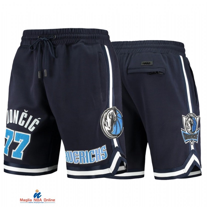 Pantaloni Basket Dallas Mavericks NO.77 Luka Doncic Blu Bianco