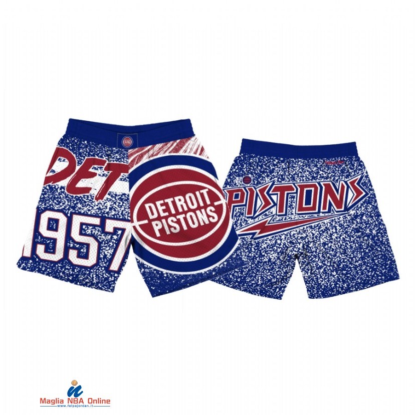 Pantaloni Basket Detroit Pistons Blu Bianco Throwback 2021