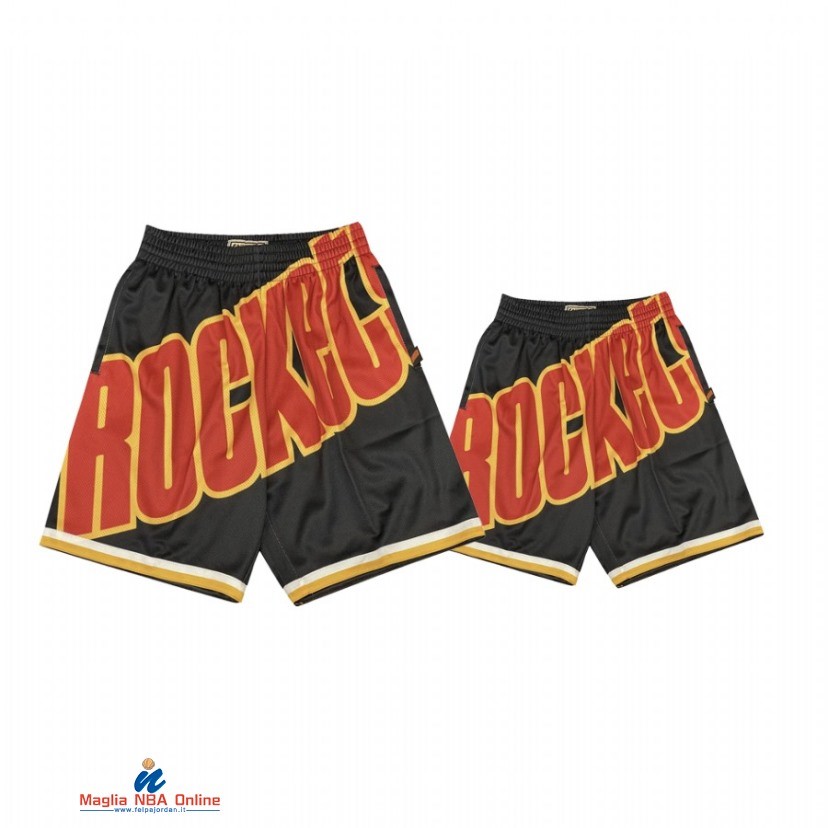 Pantaloni Basket Houston Rockets Nero Arancia Throwback 2021