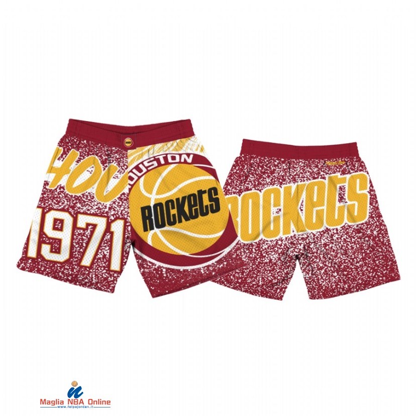 Pantaloni Basket Houston Rockets Rosso Arancia Throwback 2021