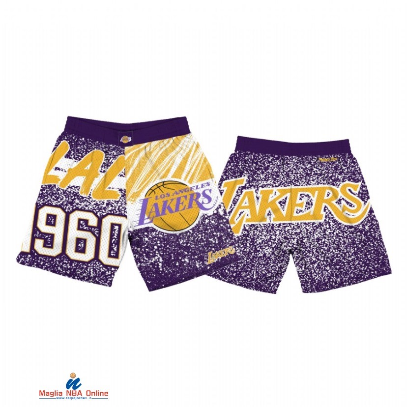 Pantaloni Basket Los Angeles Lakers Bianco Porpora Throwback 2021