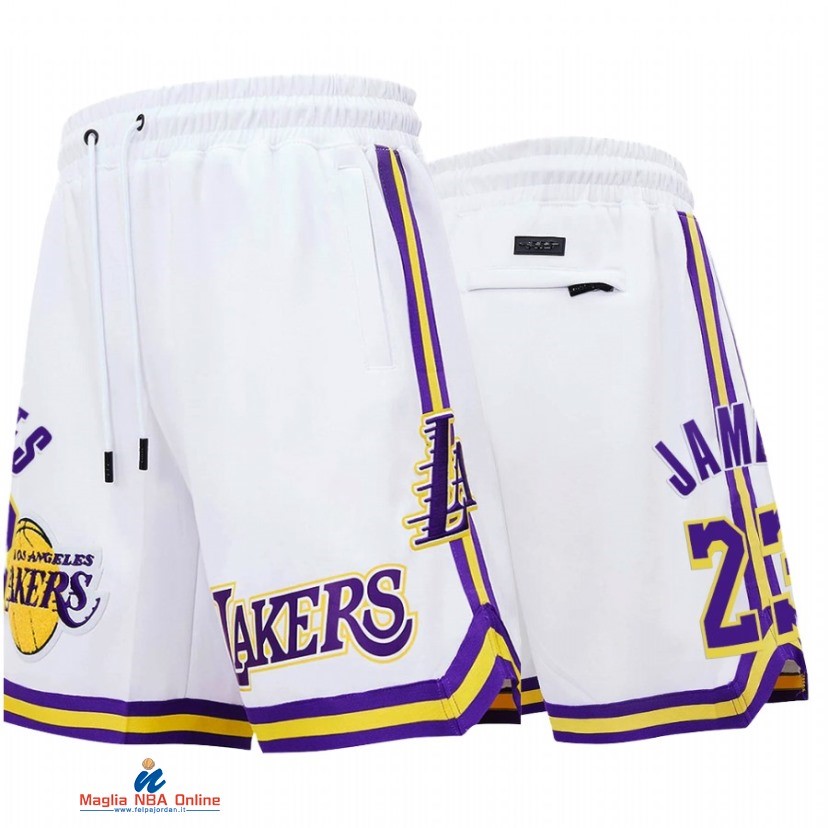 Pantaloni Basket Los Angeles Lakers NO.23 LeBron James Bianco 2021