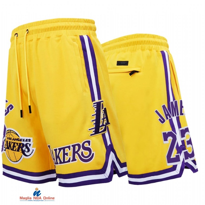 Pantaloni Basket Los Angeles Lakers NO.23 LeBron James Oro 2021