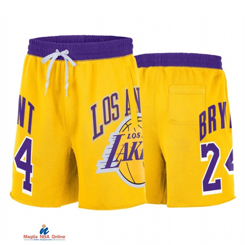 Pantaloni Basket Los Angeles Lakers NO.24 Kobe Bryant 75th Oro