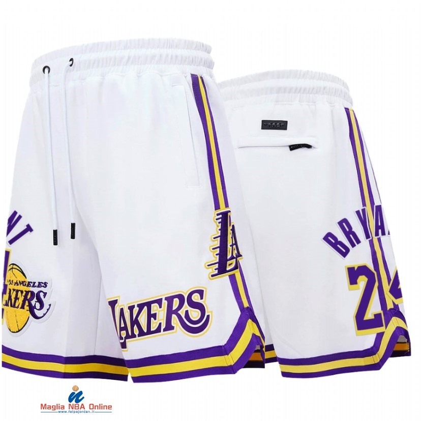 Pantaloni Basket Los Angeles Lakers NO.24 Kobe Bryant Bianco 2021
