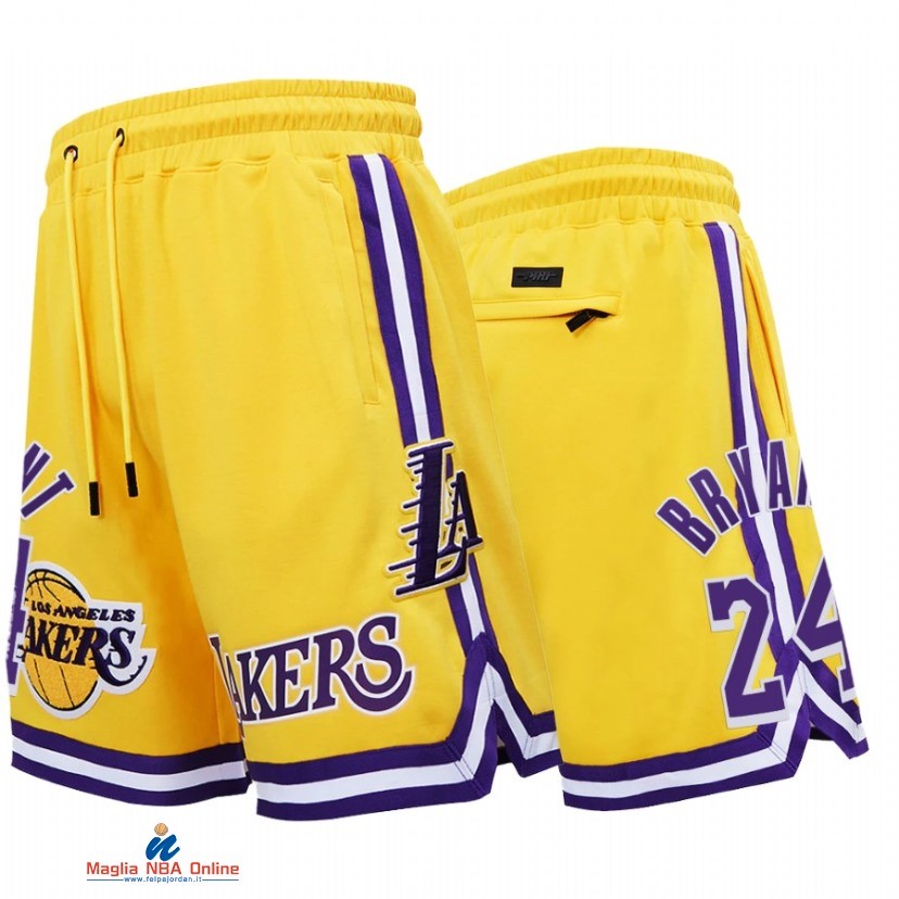 Pantaloni Basket Los Angeles Lakers NO.24 Kobe Bryant Oro 2021
