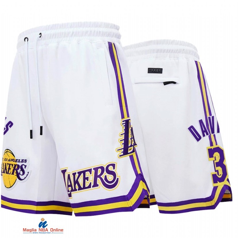 Pantaloni Basket Los Angeles Lakers NO.3 Anthony Davis Bianco 2021