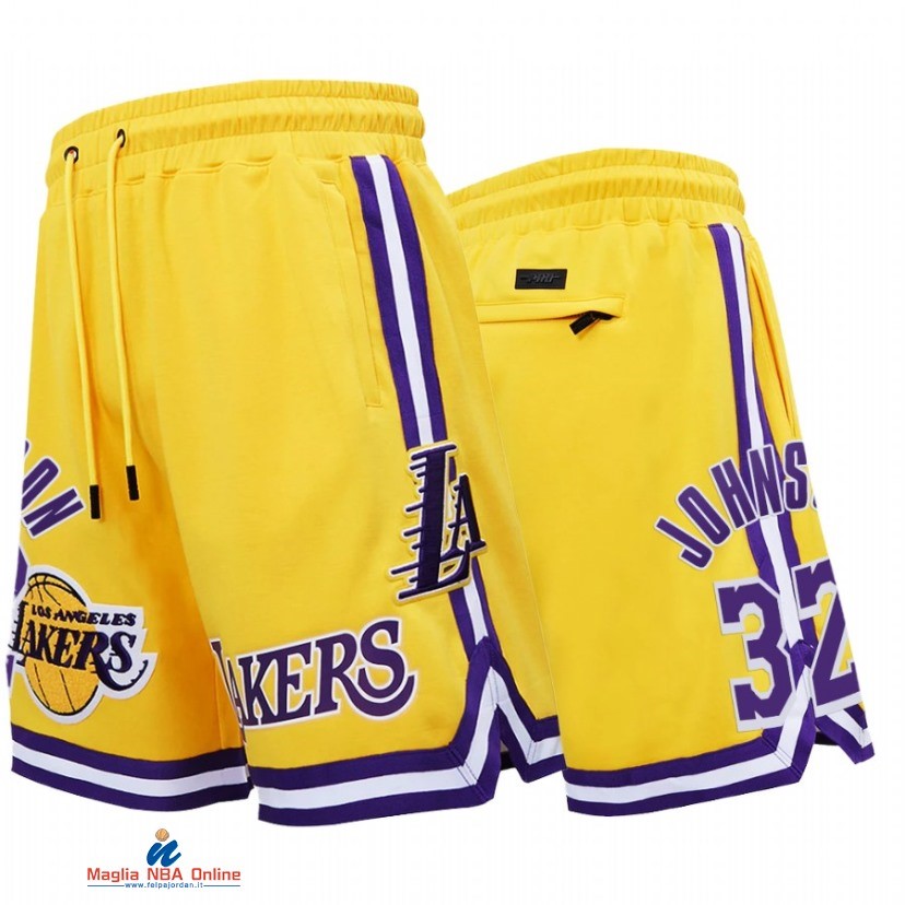Pantaloni Basket Los Angeles Lakers NO.32 Magic Johnson Oro 2021