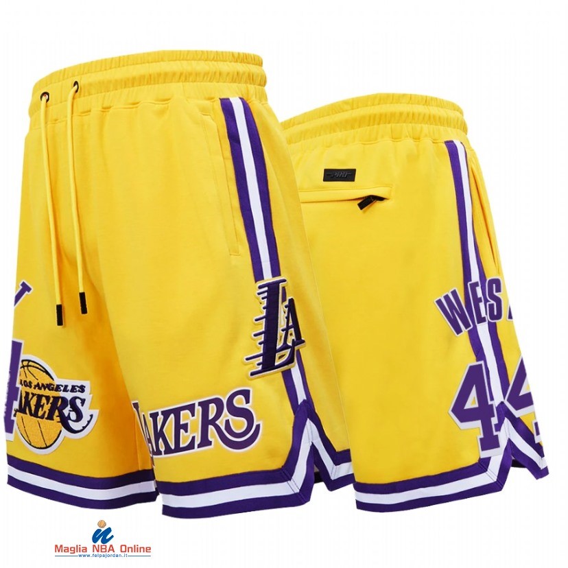 Pantaloni Basket Los Angeles Lakers NO.44 Jerry West Oro 2021