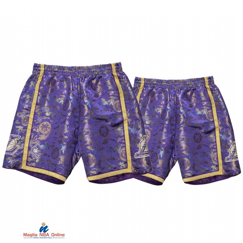 Pantaloni Basket Los Angeles Lakers Porpora Giallo 2021