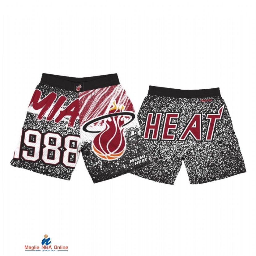 Pantaloni Basket Miami Heat Rosso Nero Throwback 2021