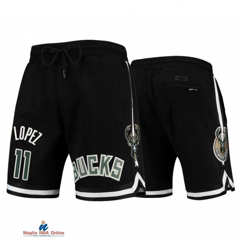 Pantaloni Basket Milwaukee Bucks NO.11 Brook Lopez Nero