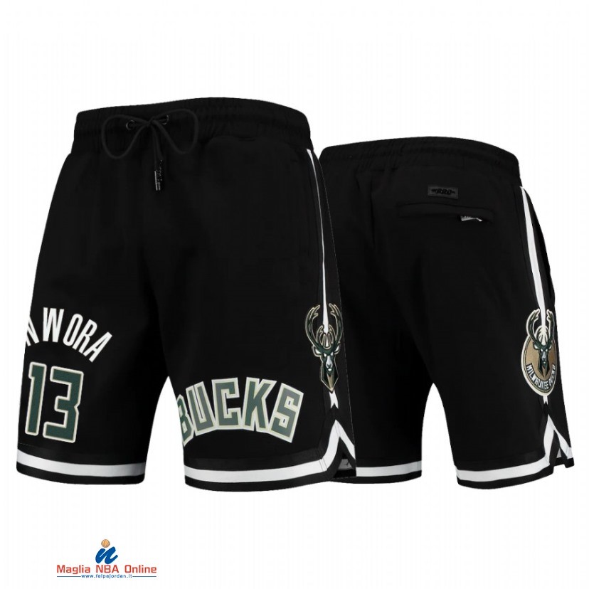 Pantaloni Basket Milwaukee Bucks NO.13 Jordan Nwora Nero