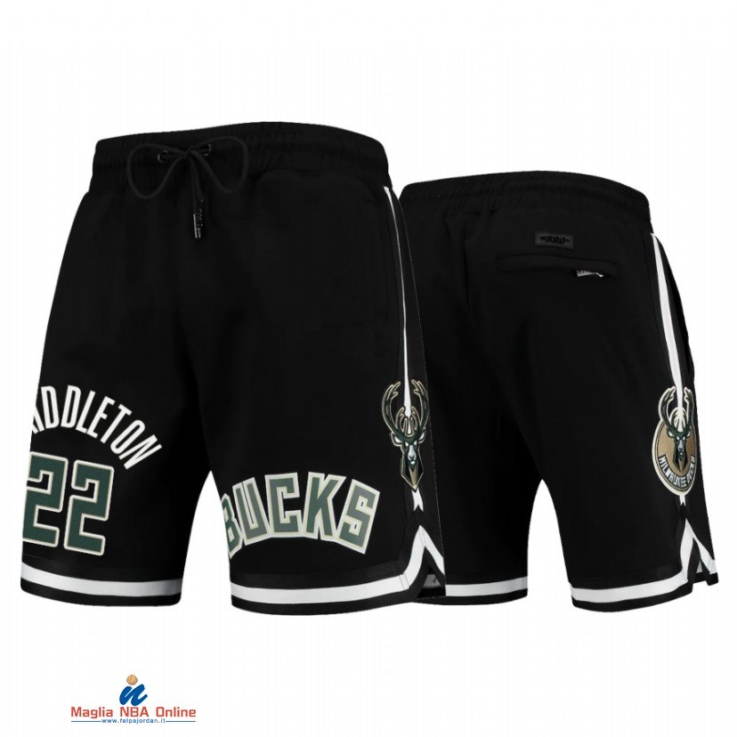 Pantaloni Basket Milwaukee Bucks NO.22 Khris Middleton Nero