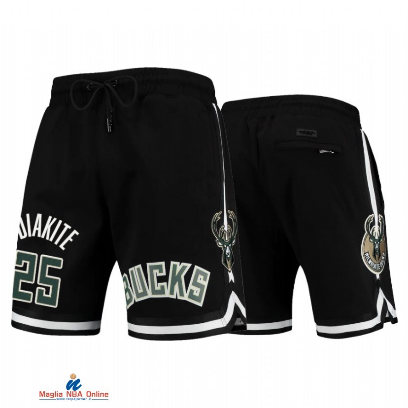 Pantaloni Basket Milwaukee Bucks NO.25 Mamadi Diakite Nero