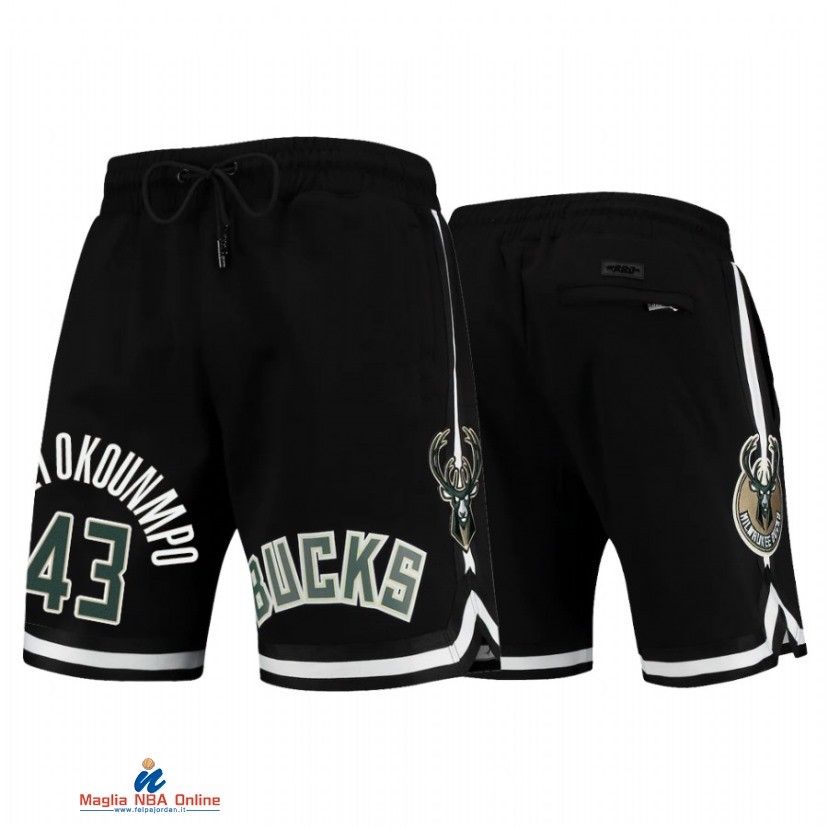Pantaloni Basket Milwaukee Bucks NO.43 Thanasis Antetokounmpo Nero