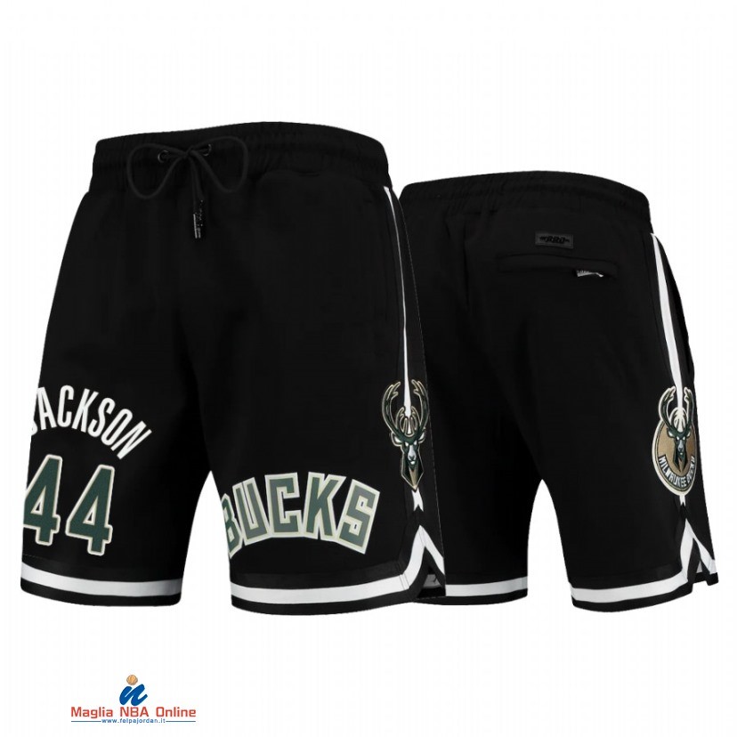 Pantaloni Basket Milwaukee Bucks NO.44 Justin Jackson Nero