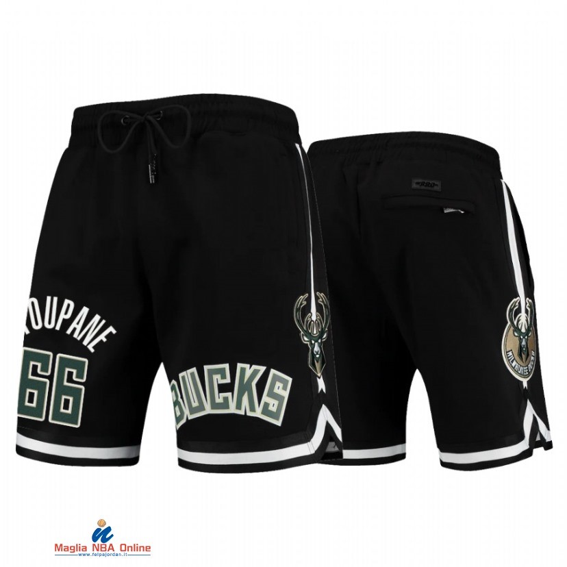 Pantaloni Basket Milwaukee Bucks NO.66 Axel Toupane Nero