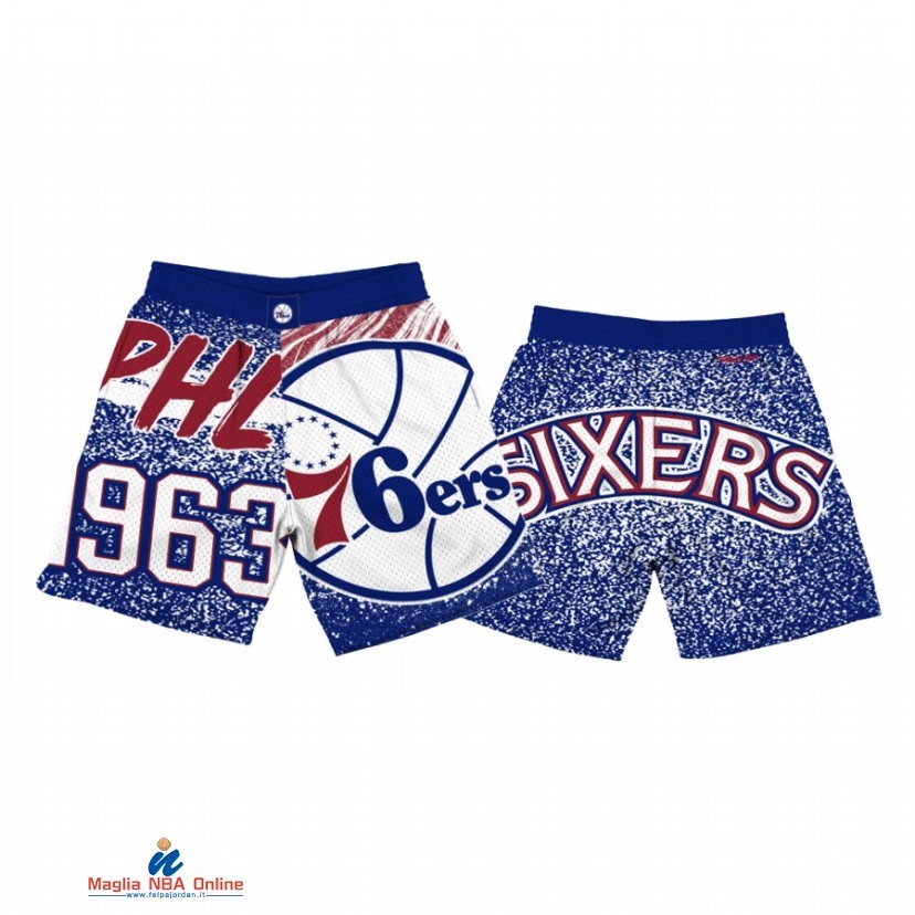 Pantaloni Basket Philadelphia 76ers Blu Throwback 2021