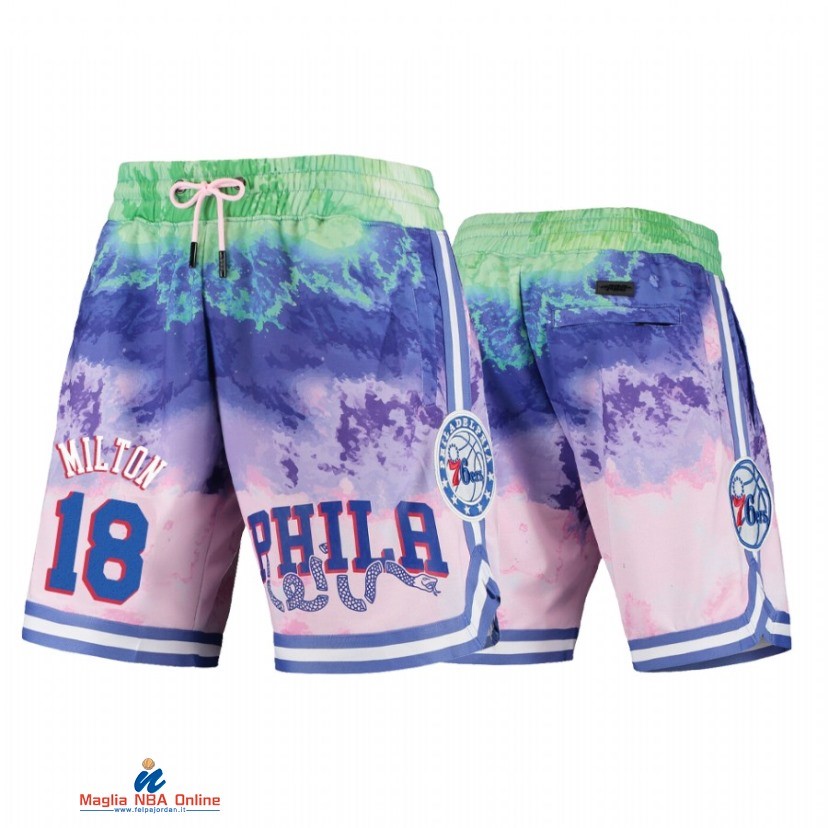 Pantaloni Basket Philadelphia 76ers NO.18 Shake Milton Porpora