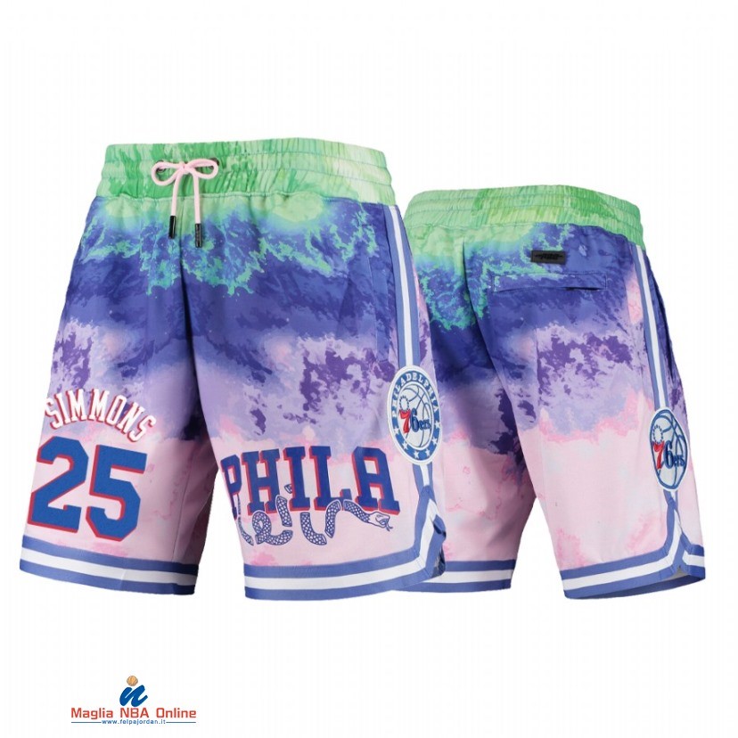 Pantaloni Basket Philadelphia 76ers NO.25 Ben Simmons Porpora