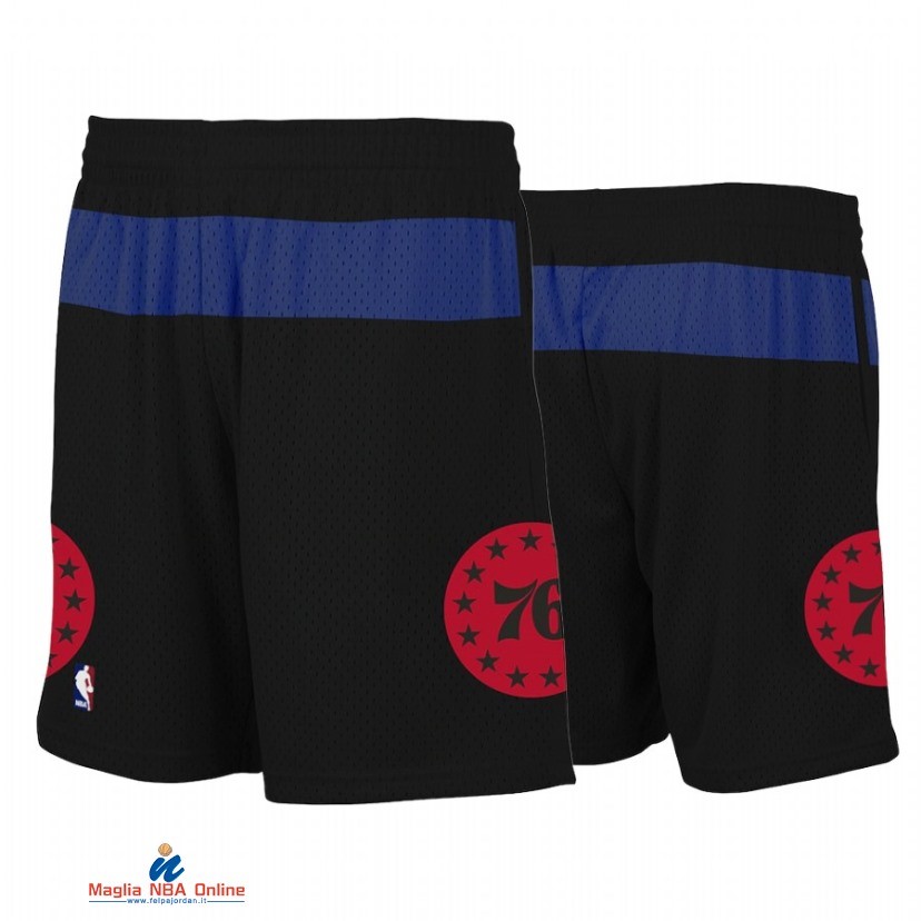 Pantaloni Basket Philadelphia 76ers Nero Blu Hardwood Classics 2021