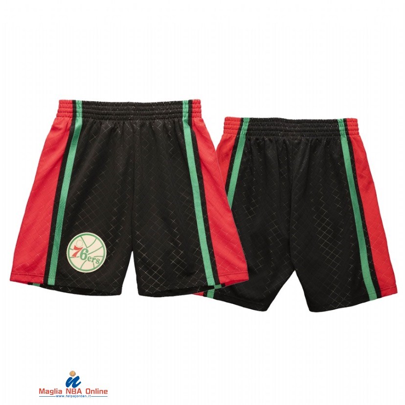 Pantaloni Basket Philadelphia 76ers Nero Verde Hardwood Classics 2021