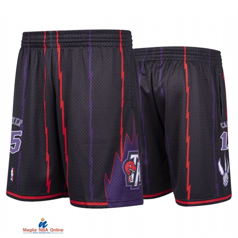 Pantaloni Basket Toronto Raptors NO.15 Vince Carter Rosso Nero