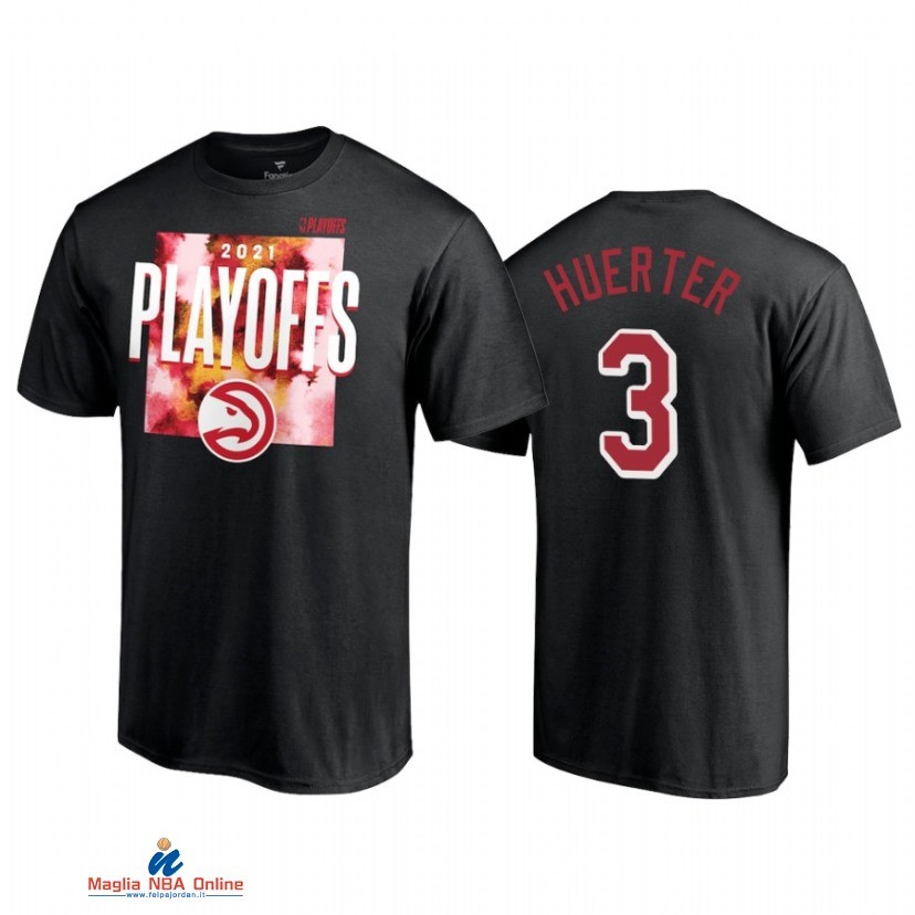 T-Shirt Atlanta Hawks NO.3 Kevin Huerter Nero 2021