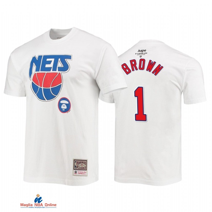 T-Shirt Brooklyn Nets NO.1 Bruce Brown Bianco 2021