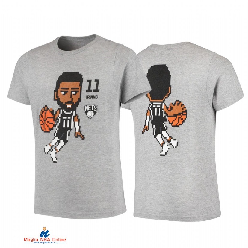 T-Shirt Brooklyn Nets NO.11 Kyrie Irving Grigio 2021
