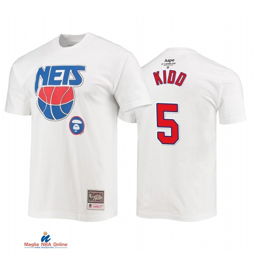 T-Shirt Brooklyn Nets NO.5 Jason Kidd Bianco 2021