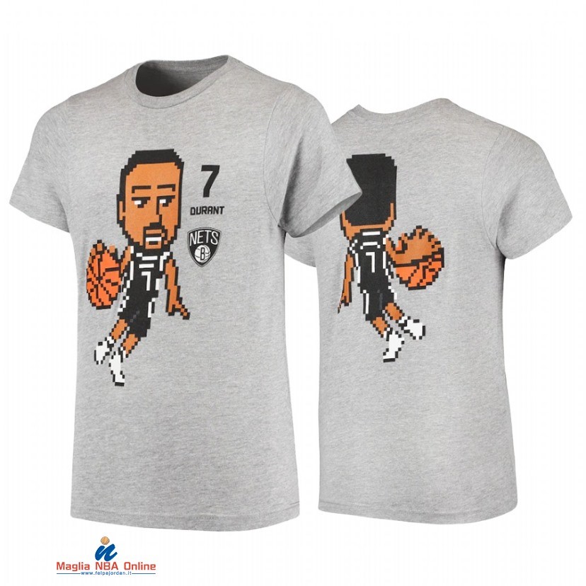 T-Shirt Brooklyn Nets NO.7 Kevin Durant Grigio 2021