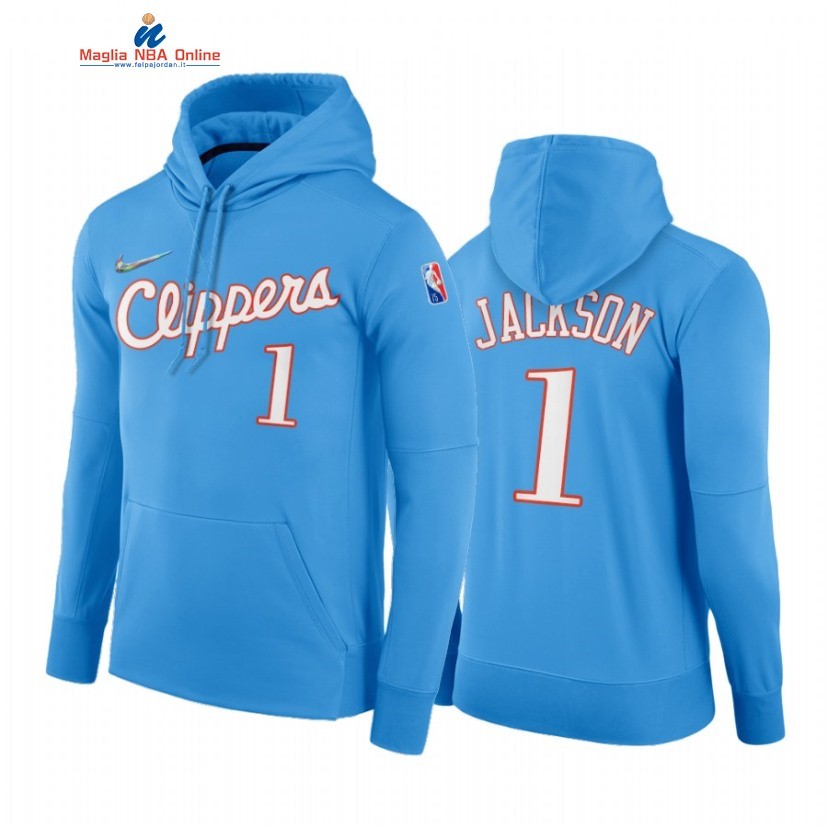 Felpe Con Cappuccio NBA Los Angeles Clippers #1 Reggie Jackson 75th Blu Città 2021-22 Acquista