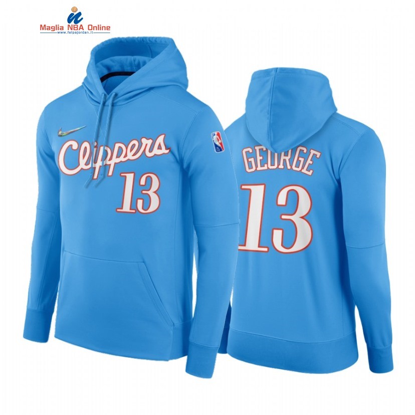 Felpe Con Cappuccio NBA Los Angeles Clippers #13 Paul George 75th Blu Città 2021-22 Acquista