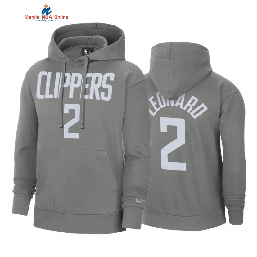 Felpe Con Cappuccio NBA Los Angeles Clippers #2 Kawhi Leonard Grigio Earned Edition 2021 Acquista