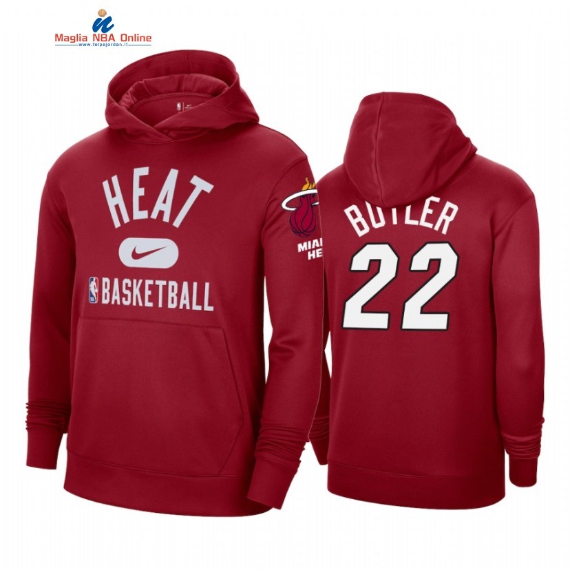 Felpe Con Cappuccio NBA Miami Heat #22 Jimmy Butler Rosso 2021-22 Acquista