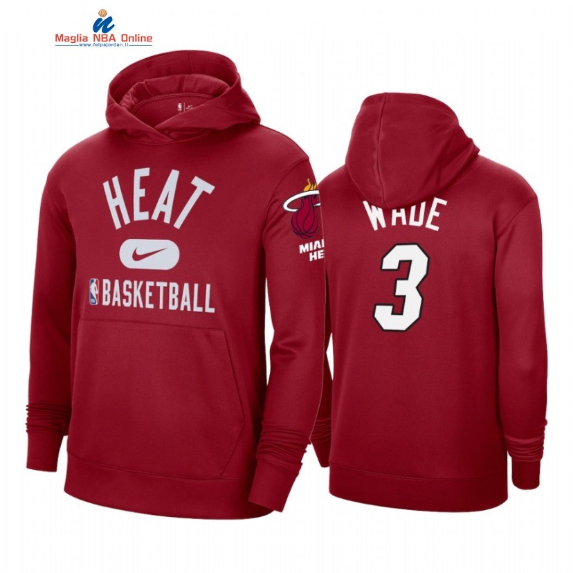 Felpe Con Cappuccio NBA Miami Heat #3 Dwyane Wade Rosso 2021-22 Acquista