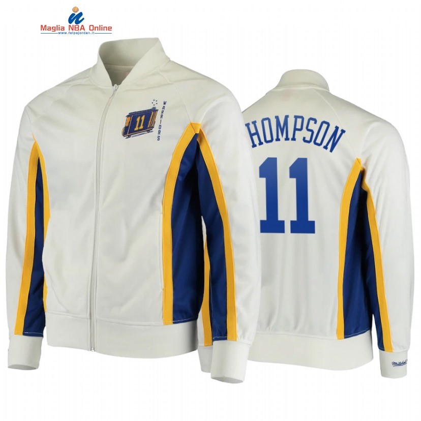 Giacca NBA Golden State Warriors #11 Klay Thompson Bianco Throwback 2022 Acquista