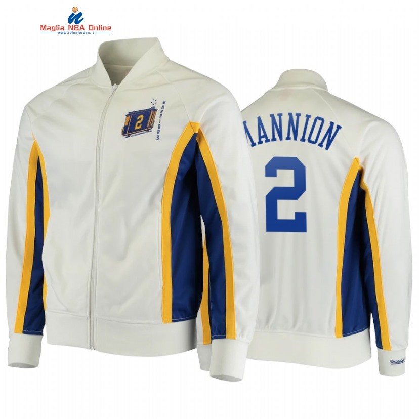 Giacca NBA Golden State Warriors #2 Nico Mannion Bianco Throwback 2022 Acquista