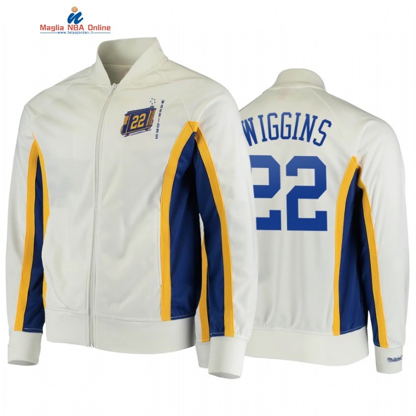 Giacca NBA Golden State Warriors #22 Andrew Wiggins Bianco Throwback 2022 Acquista