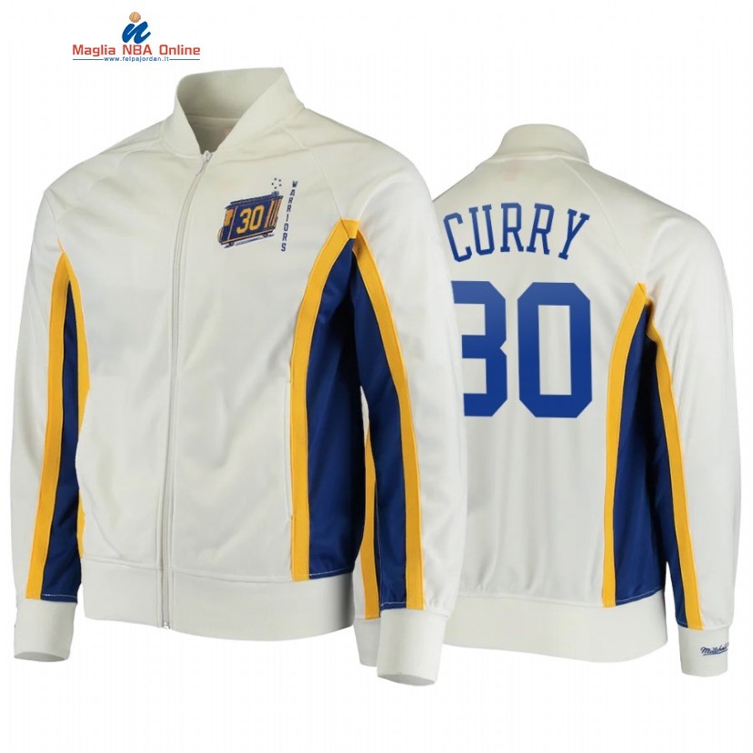 Giacca NBA Golden State Warriors #30 Stephen Curry Bianco Throwback 2022 Acquista